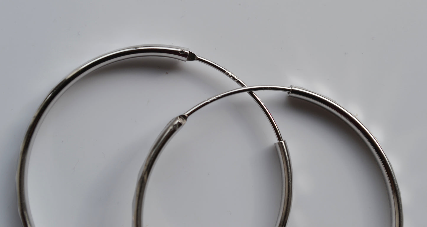 Sterling Silver 925 Rhodium Plated Diamond Cut Diamond Pattern 50mm Large Hoop Earrings